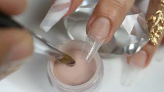 Uñas acrílicas neutrales con covers y efecto mármol delineado en acrílico [upl. by Cherye]