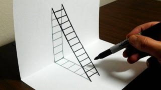 How to Draw a 3D Ladder  Trick Art For Kids [upl. by Noivart]