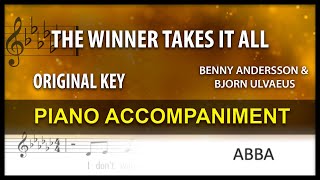 The Winner Takes it All KARAOKE piano ABBA Original key [upl. by Sidnala568]