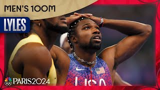 Noah Lyles pulls off UNBELIEVABLE 100m win by tightest of margins  Paris Olympics  NBC Sports [upl. by Eemak]