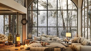 ❄ First Snowfall of Season in Forest Bedroom With Relaxing Jazz Piano  Music for Work and Study [upl. by Taylor]