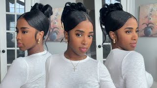 How To Curly Updo On Natural Hair  Hairstyles For Straightened Natural Hair [upl. by Leasi105]