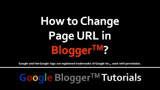 How to Change Page URL in Blogger [upl. by Iaras]