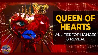 Queen Of Hearts Jewel  All Performances amp Reveal  The Maksed Singer US Winner [upl. by Attenahs539]