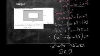 Forming and solving quadratic equations for area and perimeter questions A higher GCSE topic [upl. by Gurney]