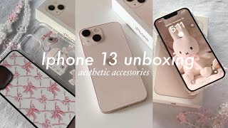 iPhone 13 pink unboxing  aesthetic accessories 𐙚 ˚ [upl. by Neisa]