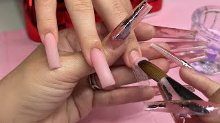 Acrylic Nails Tutorial  French Tip Design [upl. by Kolnick]