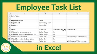 How to Make a Task List for Employees in Excel  Tutorial [upl. by Lacey]