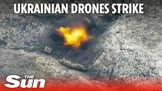 Ukraine Russia War Ukrainian drones strike fleeing Russian troops in frozen trenches [upl. by Kali]