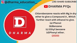 Chlorobenzene reacts with Mg in dry ether to give a Compound A Which further react with [upl. by O'Toole]