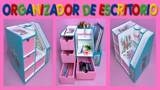 MANUALIDADES CON CARTÓN RECICLADO ORGANIZADOR DE ESCRITORIO CASERO DIY  SANTIAGO Y SUS IDEAS [upl. by Franky]