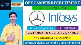 Infosys Recruitment 2024 for Freshers  MercedesBenz Recruitment 2024  Biggest Internship  Jobs [upl. by Trocki]