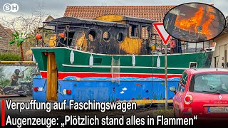 Verpuffung auf Faschingswagen Augenzeuge„Plötzlich stand alles in Flammen“ germany  SH News German [upl. by Gilliam]