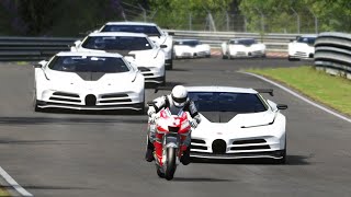 Ducati Desmosedici Danilo Petrucci MotoGP 20 vs Bugatti Centodieci 20 at Nordschleife [upl. by Enyamert]