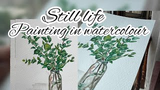 Beautiful prosses of painting a vase in watercolour  watercolor art  art studio [upl. by Assirehc677]