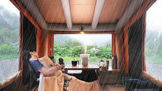 Camping Alone in a Typhoon 🌪️ Holiday in Automatic House Trailer [upl. by Adnirb]