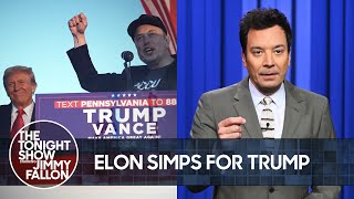 Elon Musk Simps for Trump at Rally Kamala Harris Joins the Daddy Gang  The Tonight Show [upl. by Emylee]