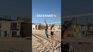 Backhand shot for the Point😅👋🏐 beachvolleyball volleyball avp volleyballrally spike beach [upl. by Hallutama]