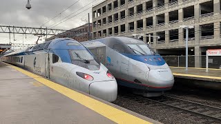 New VS Old Amtrak Acela Train 2173 Passes Alstom Avelia Liberty  New Haven Union Station 41621 [upl. by Casabonne]