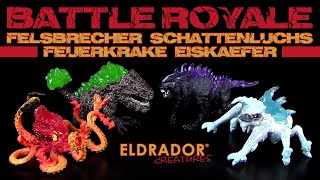 Schleich ® Eldrador ® Creatures Battle Royale Felsbrecher vs Schattenluchs vs Feuerkrake vs Eiskäfer [upl. by Ruperta]