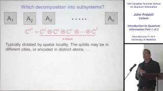 John Preskill  Introduction to Quantum Information Part 1  CSSQI 2012 [upl. by Yssak]