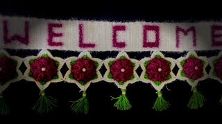 Crochet Welcome Toran  Easy and Beautiful Woolen Flower Toran  Crochet Star Toran [upl. by Afatsuom]