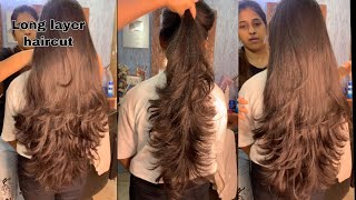 Long layer haircut tutorial  how to maintain length in long hair  layers haircut [upl. by Brottman830]