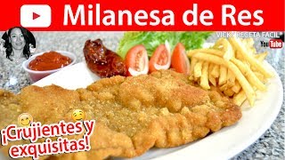 MILANESAS DE RES  Vicky Receta Facil [upl. by Odette]