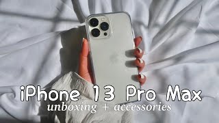 iPhone 13 Pro Max Unboxing Silver 256gb  Accessories  Set up ✨📱 [upl. by Rodolph]