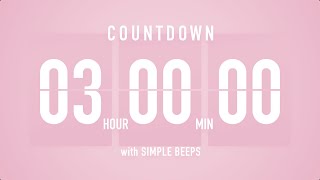 3 Hours Countdown Flip Clock Timer  Simple Beeps 🌸🔔 [upl. by Ymma]