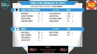 Peel Cricket Association  A Grade Wyllie Cup  Round 15  Singleton Irwinians v WSCC [upl. by Lahcsap]