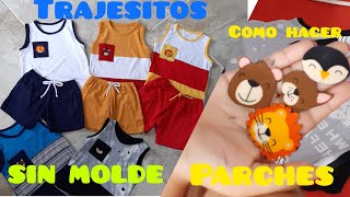 COMO HACER ROPA PARA NIÑO camisetas y shorts CON SOLO RETAZOS DE TELAS Y LINDOS PARCHES🥰 [upl. by Retsae]