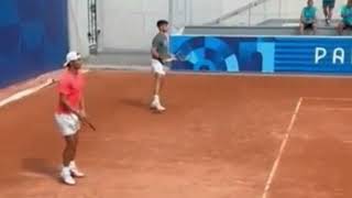 Nadal and Alcaraz Brutal Hitting Together Side by Side  Paris Olympics 2024 [upl. by Ezzo]