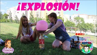 Explosión de Globos con COCA COLA CON MENTOS Y BICARBONATO  Silvia Sánchez [upl. by Onitsirc]