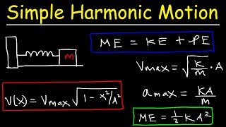 Energy In a Simple Harmonic Oscillator  Maximum Velocity amp Acceleration Calculations [upl. by Whall374]