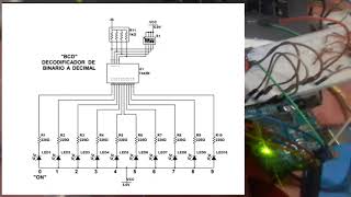 DECODIFICADOR BINARIO A DECIMAL ELECTRONICA 7442 con interruptor y control remoto [upl. by Vergos]