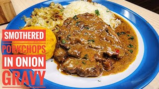 Smothered Pork Chops in Onion Gravy Recipe [upl. by Krilov170]