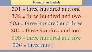 English Numbers 301 – 400 in words  spellings [upl. by Etnuahs]