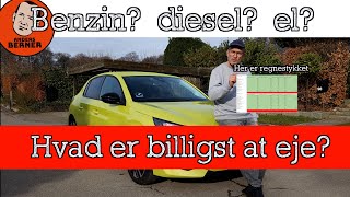 Hvad er billigst Elbil eller benzinbil eller diesel Og hvad med leasing [upl. by Barnard]