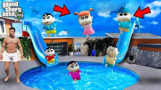 GTA 5  Franklin amp Shinchan Going to WATERPARK amp Swimming in POOL in GTA 5  JSS GAMER [upl. by Adelpho]