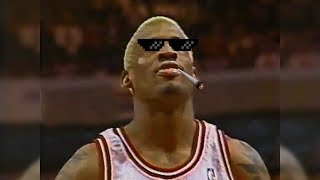 Dennis Rodman Imitates Michael Jordan Closed Eyes Free Throw Shot [upl. by Assyral]