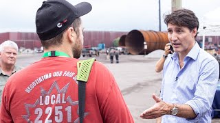 Trudeau has tense exchange with Algoma Steel worker in Ont [upl. by Nylesoy]