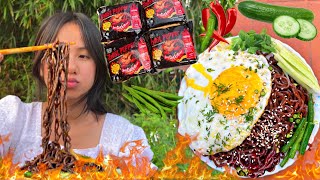 GHOSTS PEPPER NOODLES  World’s Spiciest Noodles  Trying Korean Ramen for the first time [upl. by Slein805]