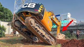 JCB 145 Excavator Tower Foundation dig out and Breaks contrete level it in Tenkasi  Jcb video [upl. by Alina]