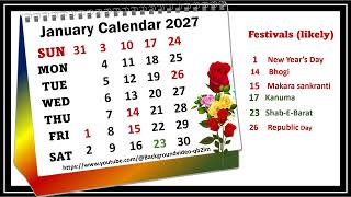 January Calendar 2027 januarycalender2027 [upl. by Maybelle]