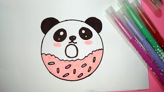 HOW TO DRAW A CUTE PANDA DONUT  EASY DRAWING STEP BY STEP [upl. by Akcinehs]