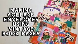 Simple Collaged Envelopes From Vintage Book Pages  Easy Junk Journal Tutorial [upl. by Rtoip841]