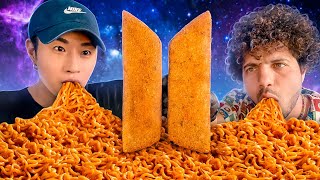 BAD DECISIONS NUCLEAR FIRE NOODLES amp BTS MOZZARELLA CHEESE STICKS with BENNY BLANCO  ASMR MUKBANG [upl. by Gnoix375]