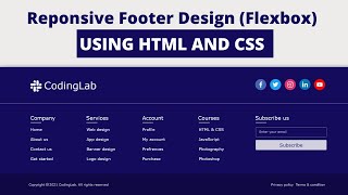 Responsive Website Footer Design using HTML And CSS [upl. by Ennaed]