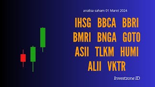 Analisa Saham Investzone 01 Maret 2024 IHSG BBCA BBRI BMRI BNGA GOTO ASII TLKM HUMI ALII VKTR [upl. by Kung969]